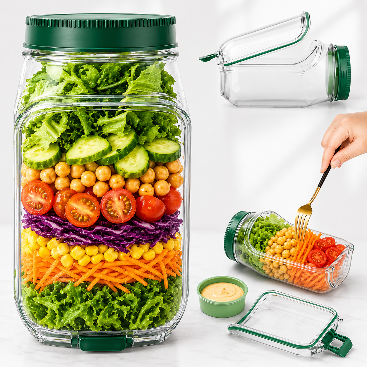 2-in-1 Salad Jar & Bowl