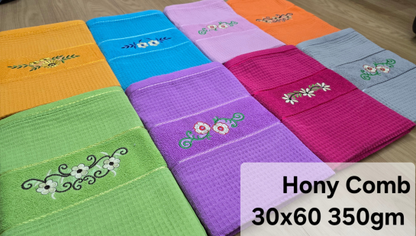 Soft Honey Comb Cotton Blend Bath Towels 29 x 58 (320gm-350gm) ( one pc )